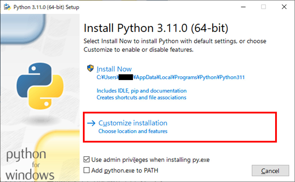 Python インストール Windows
