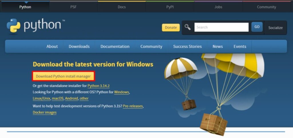 Python インストールマネージャー ダウンロード