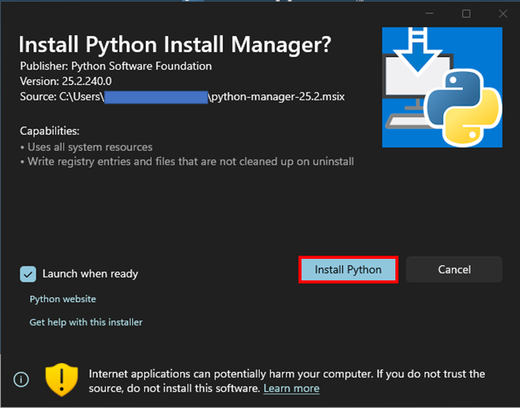 Python Install Manager のインストール (Windows)