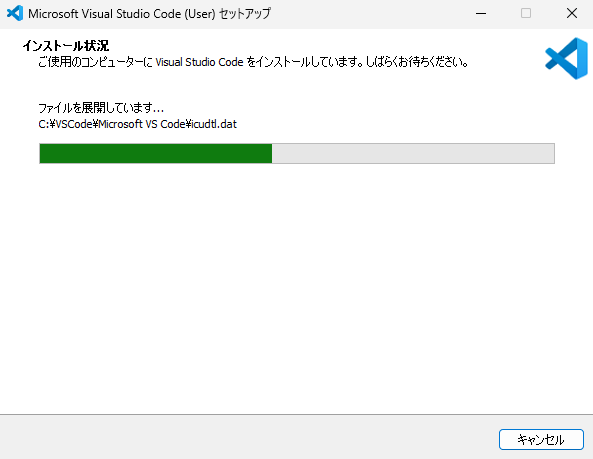 VS Code (Windows) インストール画面
