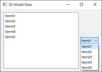 Model-View QListView QStringListModel QComboBox