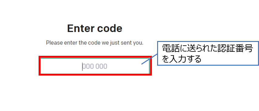 ChatGPT 始め方 Enter code