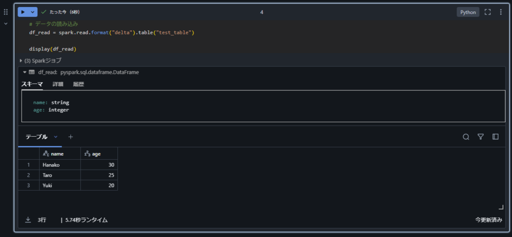 Databricks データフレームの読み込み